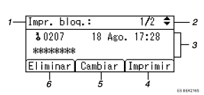 Ilustración numerada de la pantalla de panel de operaciones