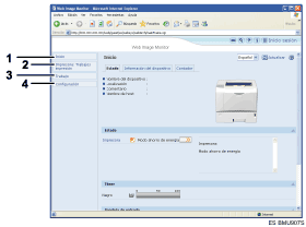 Ilustraci&oacute;n con leyenda numerada de la pantalla del navegador web.