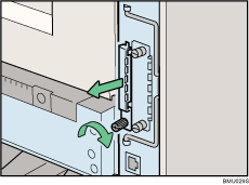 Illustrazione del lato posteriore della stampante