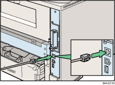 Illustrazione del lato posteriore della stampante