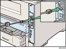 Illustrazione del lato posteriore della stampante