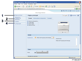Ilustração com numeração do ecrã de Web browser