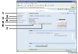Ilustração com numeração do ecrã de Web browser