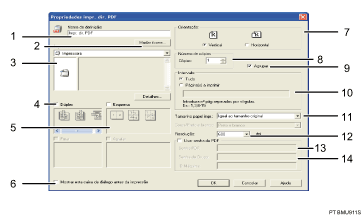 Ilustração com numeração do ecrã do driver