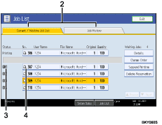Operation panel screen illustration numbered callout illustration