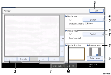 Operation panel screen illustration numbered callout illustration