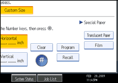 Operation panel screen illustration