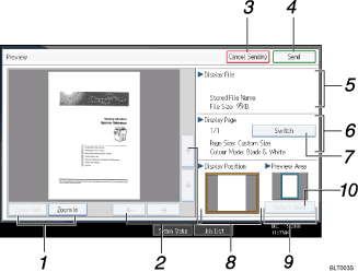 Operation panel screen illustration numbered callout illustration