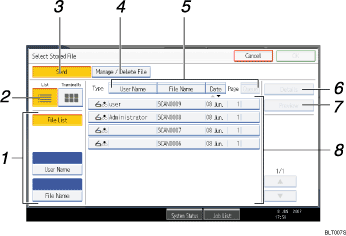 Operation panel screen illustration numbered callout illustration