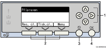 Obrázek displeje ovládacího panelu (obrázek s číselnými popisky)