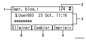 Ilustraci&oacute;n con llamadas numeradas de la pantalla del panel de operaciones