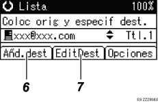 Ilustraci&oacute;n de leyenda numerada de la pantalla del panel de operaciones