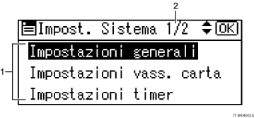illustrazione della schermata del pannello di comando (illustrazione numerata)