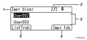 Ilustração com numeração do ecrã do painel de operação