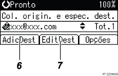 Ilustração de referência numerada da ilustração do ecrã do painel de operação