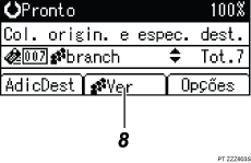 Ilustração de referência numerada da ilustração do ecrã do painel de operação