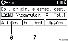Ilustração de referência numerada da ilustração do ecrã do painel de operação
