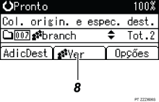 Ilustração de referência numerada da ilustração do ecrã do painel de operação
