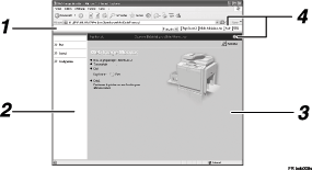 Illustration de l'écran du navigateur Web avec légende numérotée