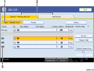 Operation panel screen illustration numbered callout illustration