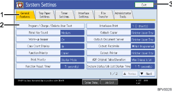 operation panel screen illustration (numbered callout illustration)