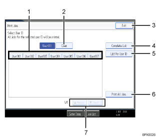 Operation panel screen illustration numbered callout illustration