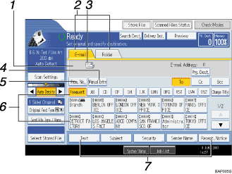 Operation panel screen illustration numbered callout illustration