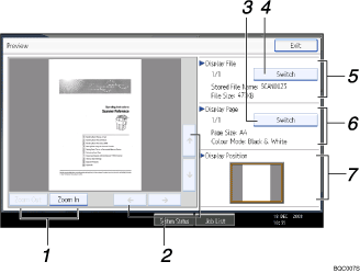 Operation panel screen illustration numbered callout illustration