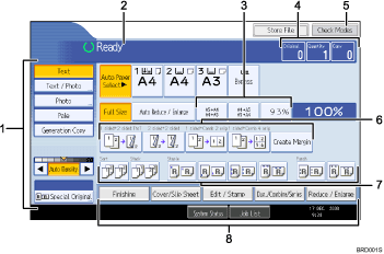 Operation panel screen illustration numbered callout illustration