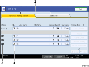 Operation panel screen illustration numbered callout illustration