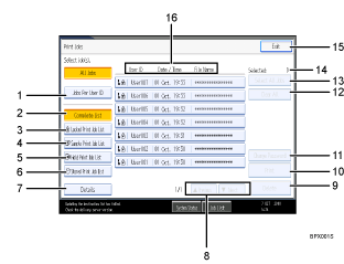 Operation panel screen illustration numbered callout illustration