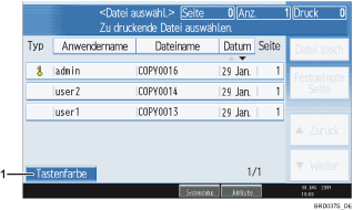 Nummerierte Abbildung des Bedienfeld-Display
