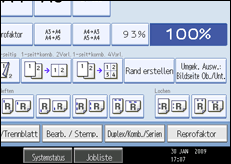 Die Abbildung zeigt das Bedienfeld-Display