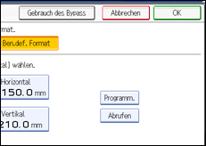 Die Abbildung zeigt das Bedienfeld-Display