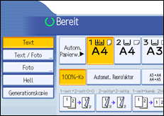 Die Abbildung zeigt das Bedienfeld-Display