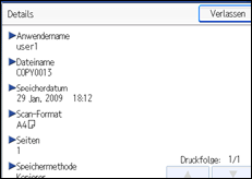Abbildung des Bedienfeld-Displays