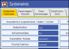 Abbildung der Bedienfeldanzeige
