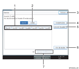 Nummerierte Abbildung der Bedienfeldanzeige