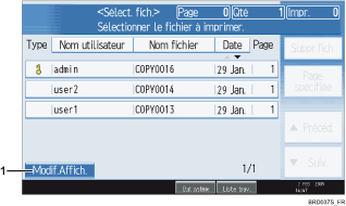 Illustration de l'&eacute;cran du panneau de commande num&eacute;rot&eacute;e