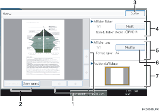 Illustration de l'&eacute;cran du panneau de commande num&eacute;rot&eacute;e