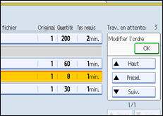 Illustration de l'écran du panneau de commande.
