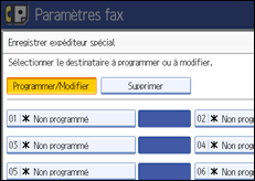 Illustration de l'&eacute;cran du panneau de commande