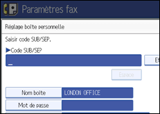 Illustration de l'&eacute;cran du panneau de commande