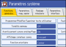 Illustration de l'&eacute;cran du panneau de commande.