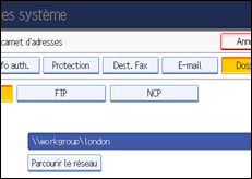 Illustration de l'&eacute;cran du panneau de commande