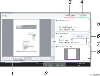 Illustration avec l&eacute;gende num&eacute;rot&eacute;e du panneau de commande