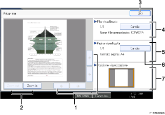 Illustrazione numerata schermata pannello operativo