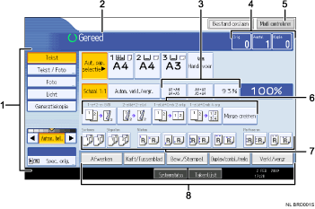 Schermafbeelding van een bedieningspaneel met genummerde oproepafbeeldingen
