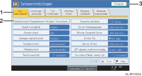 schermafbeelding van het bedieningspaneel (illustratie met nummers en benoemingen)