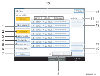 Genummerde callout-illustratie schermillustratie bedieningspaneel